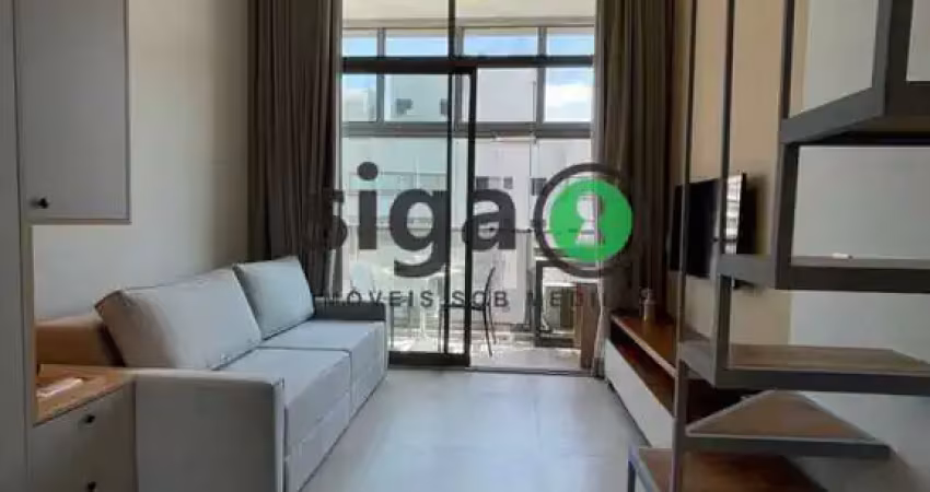Apartamento com 34m², para locação em moema, com mezanino, 1 quarto ,sem vaga ,mobiliado