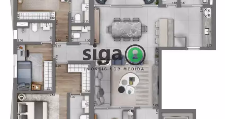 Apartamento 143m² 3 suítes na vila olímpia com varanda e 2 vagas, rua funchal