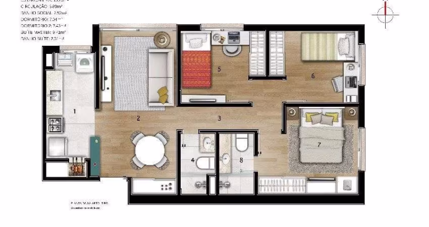 Apartamento para Venda - 65.41m², 3 dormitórios, sendo 1 suites, 1 vaga - Petrópolis
