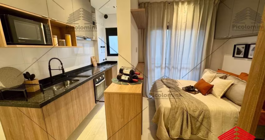 Studio 25 m², Vila Regente Feijó, novo, vaga opcional, 01 quarto, sala, cozinha, banheiro e sacada, prox ao shopping analia franco.