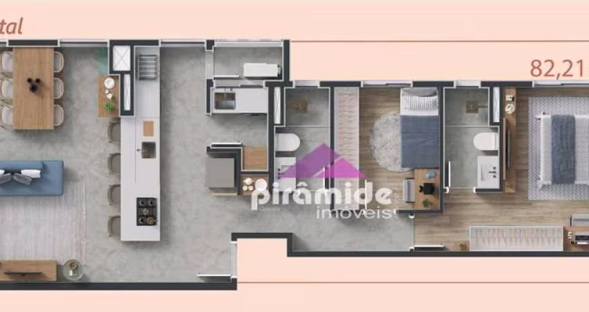 Apartamento com 2 dormitórios à venda, 82 m² por R$ 995.892,00 - Vila Ema - São José dos Campos/SP