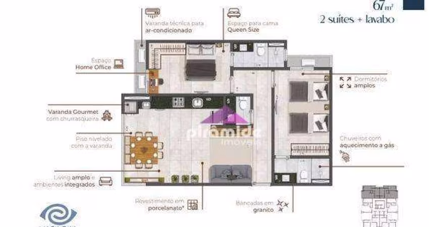 Apartamento com 2 dormitórios à venda, 65 m² por R$ 535.000,00 - Martim de Sá - Caraguatatuba/SP