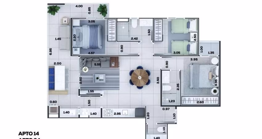 Apartamento Apto 3dorm/1Suíte - 85,95m² m²- Itaguá - Ubatuba-SP-