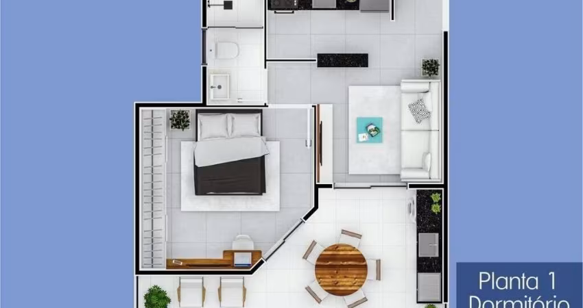 1 dormitório- 48,00m² - Praia das Palmeiras - Caraguatatuba-SP