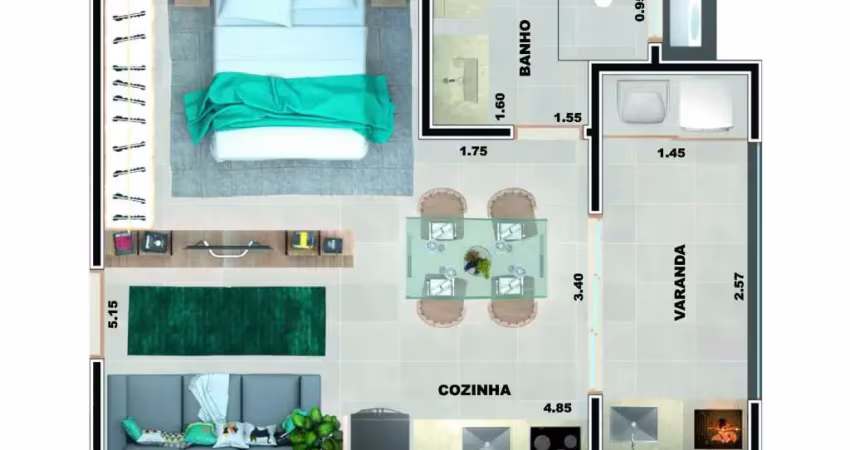 Studio - 35,18m² - Praia Grande - Ubatuba-SP