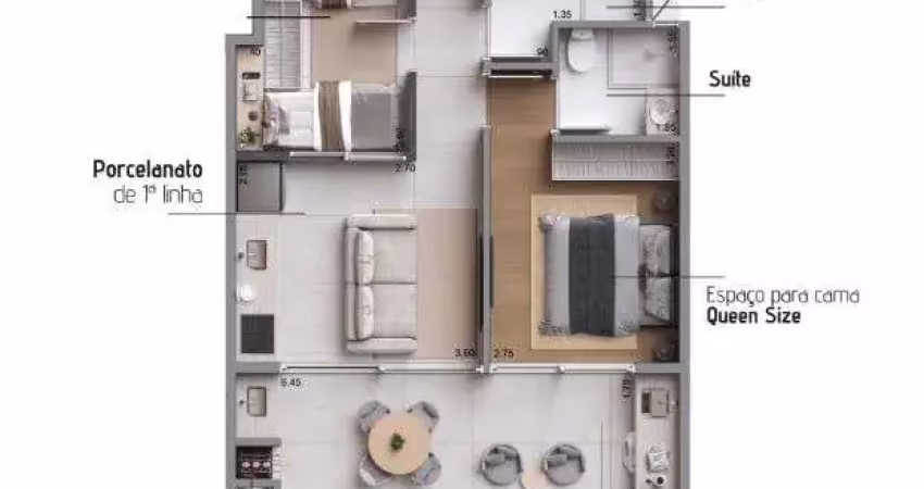 Apto 2dorm/1suíte - 53,40m² - praia das toninhas - ubatuba-sp