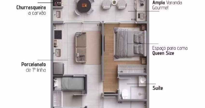 Apto 2dorm/1suíte  -51,70m² - Praia das Toninhas - Ubatuba-SP