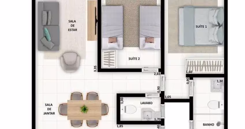 Unidade 1º andar - apto 2dorm/2suítes - 73,09m²- praia grande- ubatuba-sp