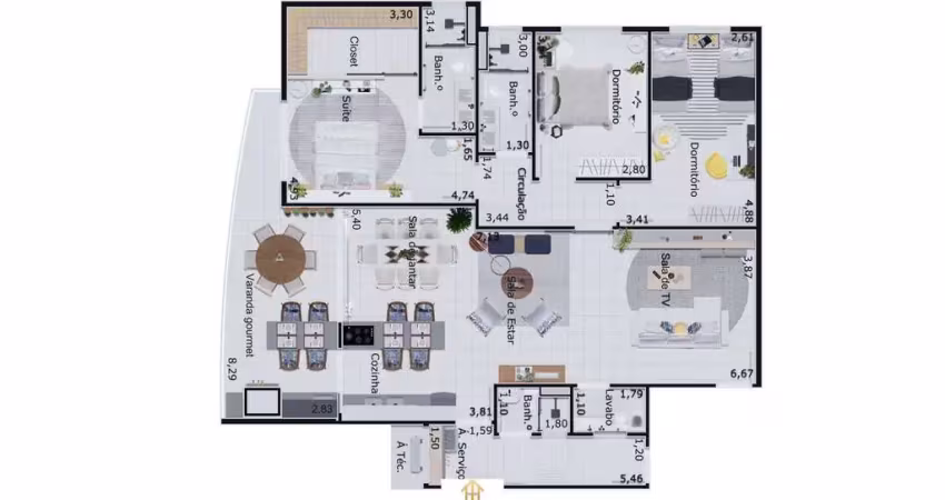 Unidade Alto padrão -144,95m² - 3 dorm/1suíte - Indaiá - Caraguatatuba-SP