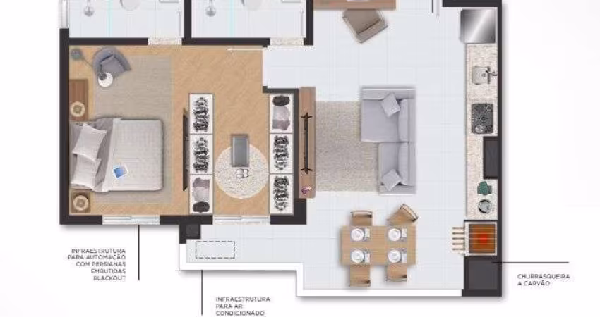 Unidade 1º andar - Apto 1dorm suíte - 55,86m² - Massaguaçu - Caraguatatuba-SP