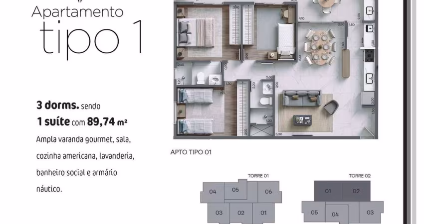 Apto 3dorm/1Suíte -84,90m²- Praia das Palmeiras - Caraguatatuba-SP