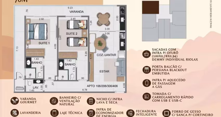 Apto 2 dorm/2suítes- 70,00m² - tenório - ubatuba-sp