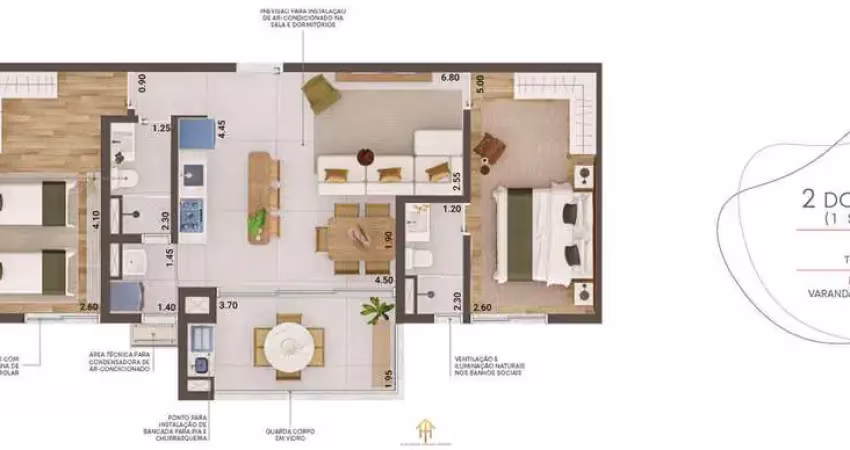 Apto 2dorm/1suíte - 81,51m² - massaguaçu - caraguatatuba-sp