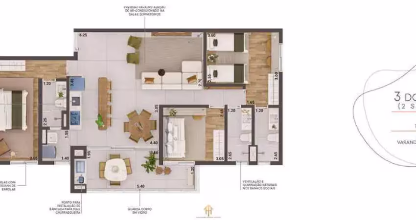 Apto 3dorm/2suítes- 102,94m² - massaguaçu - caraguatatuba-sp