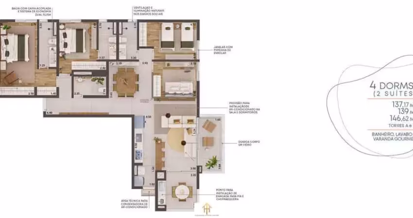 Apto 4dorm/2suítes- 137,17m² - massaguaçu - caraguatatuba-sp