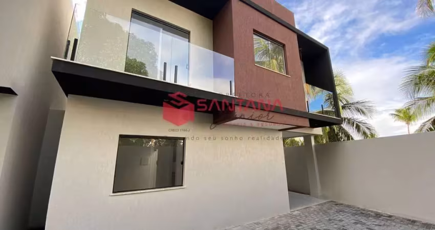 Casa nascente em condomínio, 4/4 sendo 2 suítes com varanda