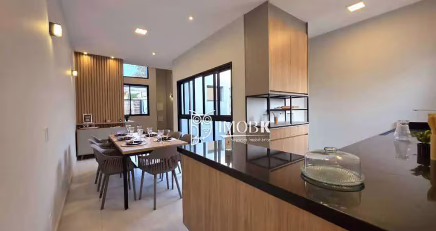 Casa nova com 3 dormitórios sendo 2 suítes, 4 wc, 2 vagas, área gourmet, 182 m²de área privativa, venda por r$ 990.000 - vila hortolândia - jundiaí/sp