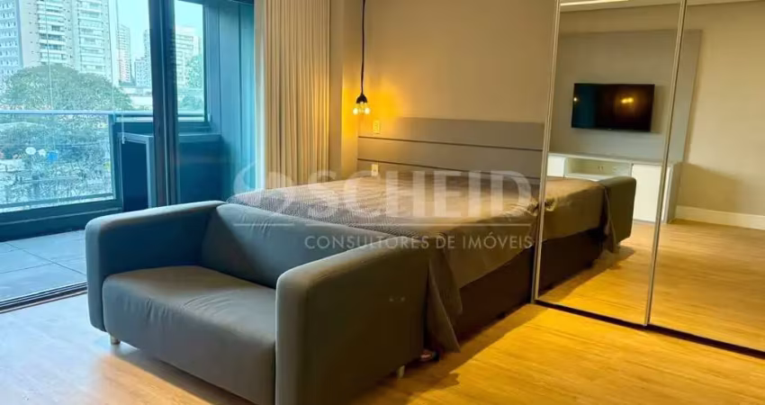 Apartamento studio 41m² mobiliado para locação no cond habitarte verde - brooklin, 1 vaga de garagem