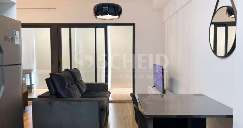 Studio de 40 m² MOBILIADO para locação no Paraíso Varanda, 1 vaga de garagem.