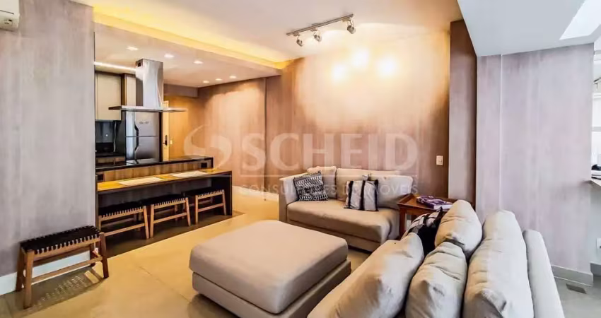 Apartamento mobiliado para locação no Brooklin Paulista com 2 quartos, 1 suíte com closet, 2 vagas