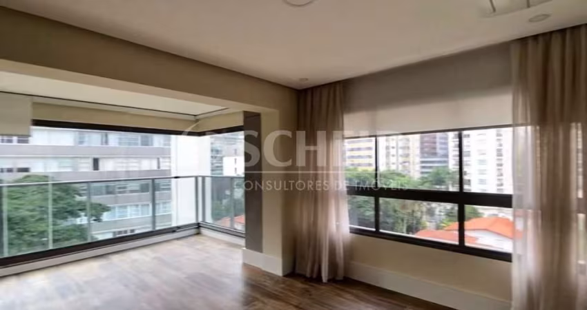 Alugo apartamento no Jardim América, 75m², 2 dorms. (1 suíte), 1 vaga, vista Skyline de São Paulo.