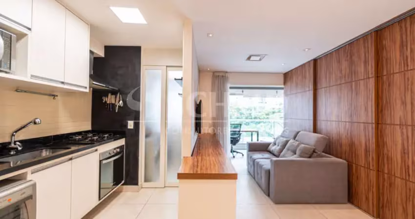 Apartamento mobiliado á venda no campo belo com 50m², 1 quarto sendo 1 suíte, 1 vaga.