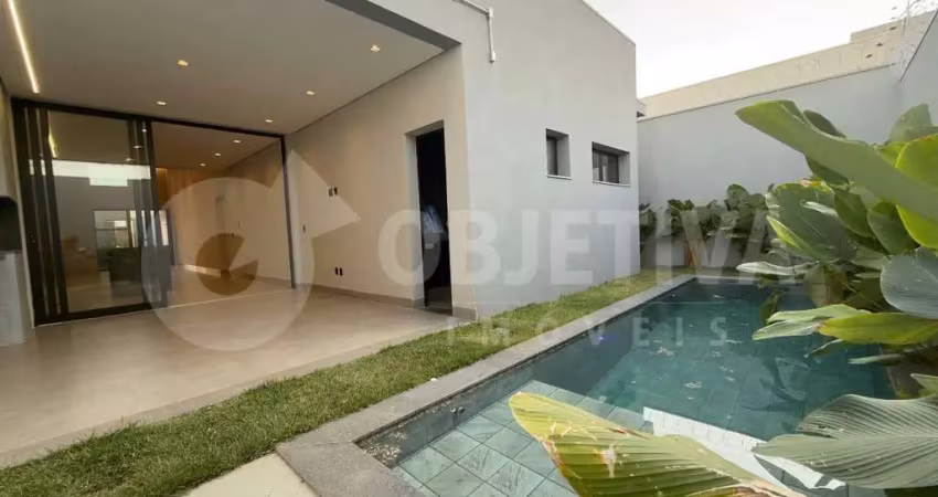 Belíssima casa nova com piscina aquecida disponível para venda no bairro planejado bem viver sul uberlândia