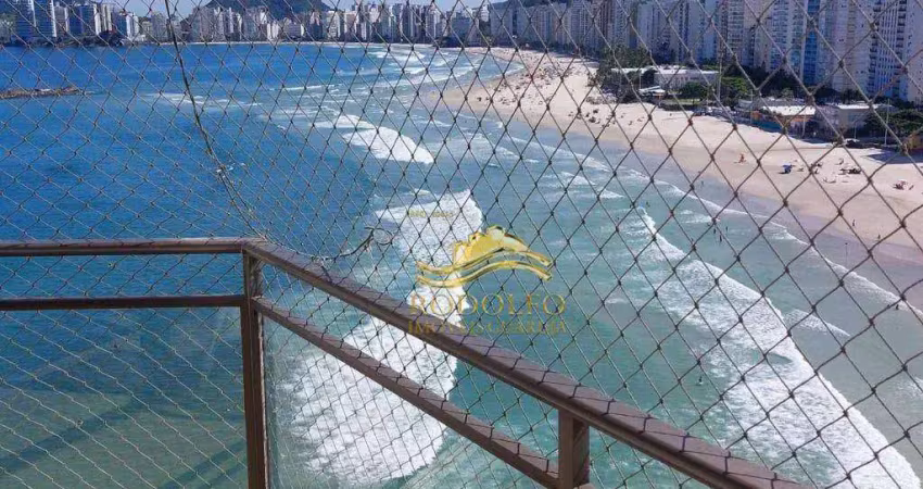 Guarujá praia das pitangueiras frente ao mar com vista 2 dormitórios 181,83m² 2 vagas ampla sala mobiliado e decorado