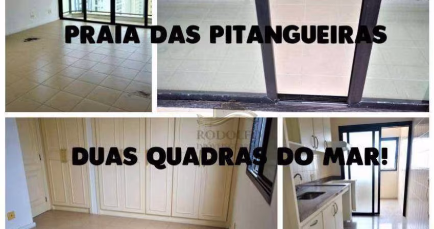 Guarujá Praia das Pitangueiras, Duas  Quadras do Mar! 3  Dormitórios + Dependência de empregada, 2 Vagas de Garagem!