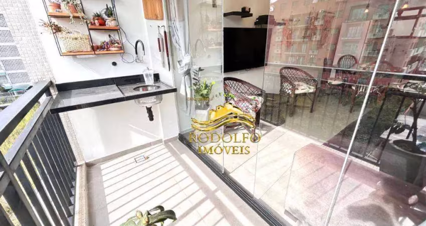 Guarujá-sp praia do tombo 2 dormitórios 64m² 1 vaga ar-condicionado sacada
