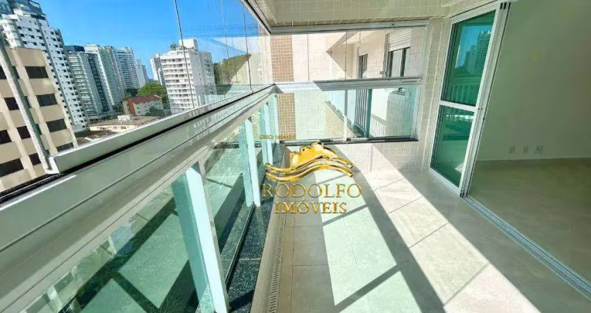 Guarujá-sp praia das astúrias 2 dormitórios 66m² 2 vagas varanda gourmet piscina sauna