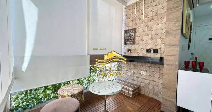Guarujá-sp praia das astúrias 2 dormitórios 75m² 1 vaga piscina sauna espaço gourmet