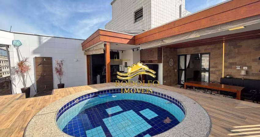 Guarujá-sp cobertura na praia das astúrias 3 dormitórios 172,89m² 1 vaga ar-condicionado piscina lavabo armários planejados área gourmet