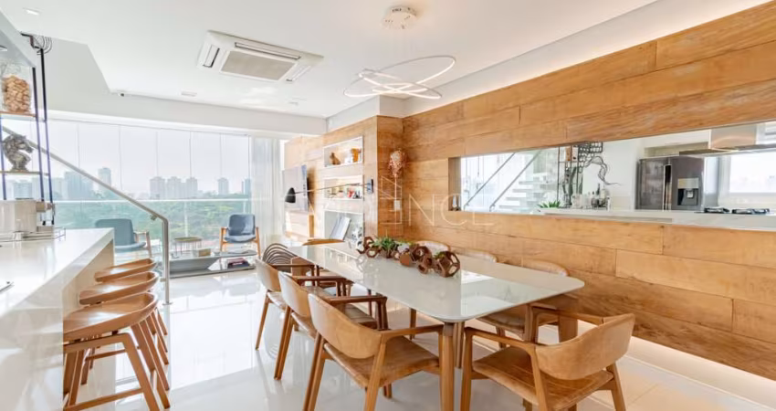 Cobertura duplex única com vista deslumbrante para o Parque Ceret. São 222m² úteis,