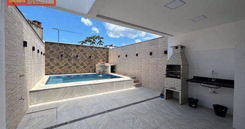 SOBRADO NOVO 3 QUARTOS C/ PISCINA E CHURRASQUEIRA A 100 METROS PRAIA