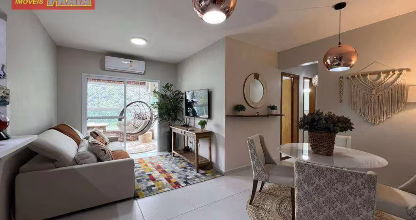 Apartamento no centro de mongaguá prédio frente ao mar com piscina 2 quartos 76 m² por r$ 480.000