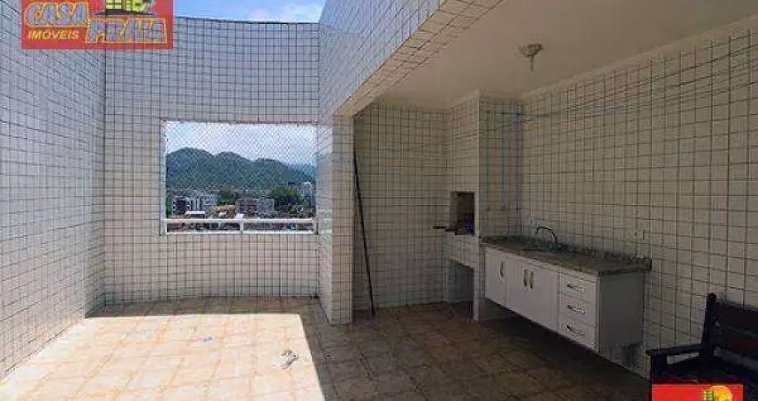 Oferta cobertura mongaguá nova duplex 2 dorms c/ churrasqueira em prédio frente ao mar.