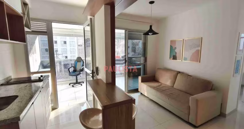 Apartamento para locação com 1 dormitório, sacada, ar condicionado, 1 vaga de garagem próximo ao me