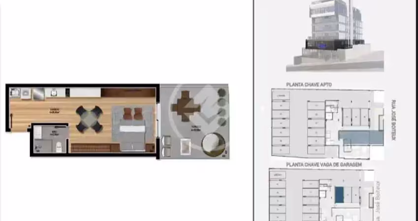 Studio no centro de florianópolis com terraço, uma vaga de garagem e louge, espaço gourmet, pet place, sauna e muito mais na área de lazer! codigo: 129694