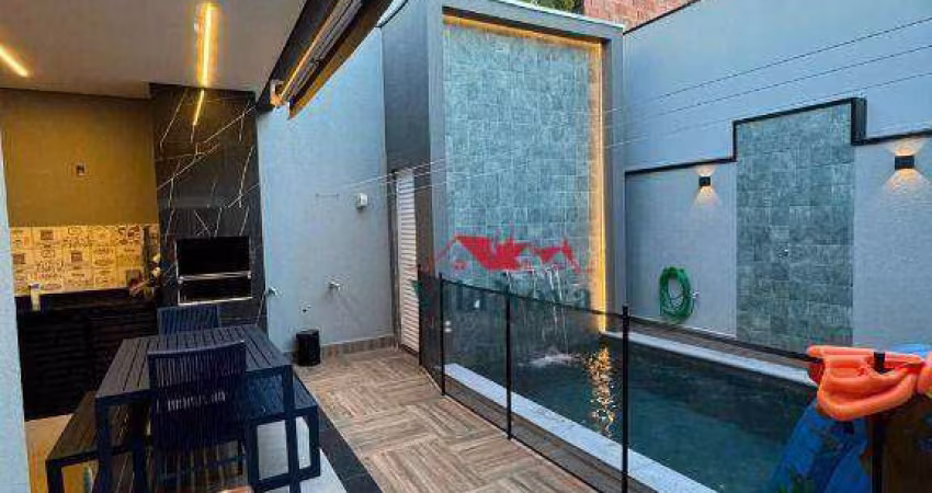 VENDE-SE BELA CASA COM 3 QUARTOS, SENDO 1 SUÍTE, ÁREA GOURMET, PLANEJADOS EM TODOS OS CÔMODOS, PISCINA E 3 VAGAS - COND. MANTOVA EM INDAIATUBA - SP!