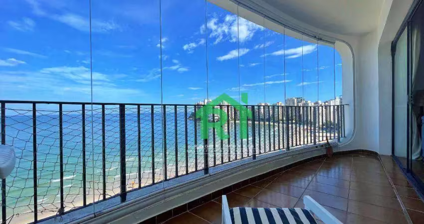 Apartamento frente mar, vista mar, 3 dormitórios (1 suíte), 1 vaga, jardim astúrias, guarujá/sp