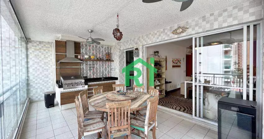Apartamento com varanda gourmet, 3 dormitórios (1 suíte), 2 vagas, jardim astúrias - guarujá/sp