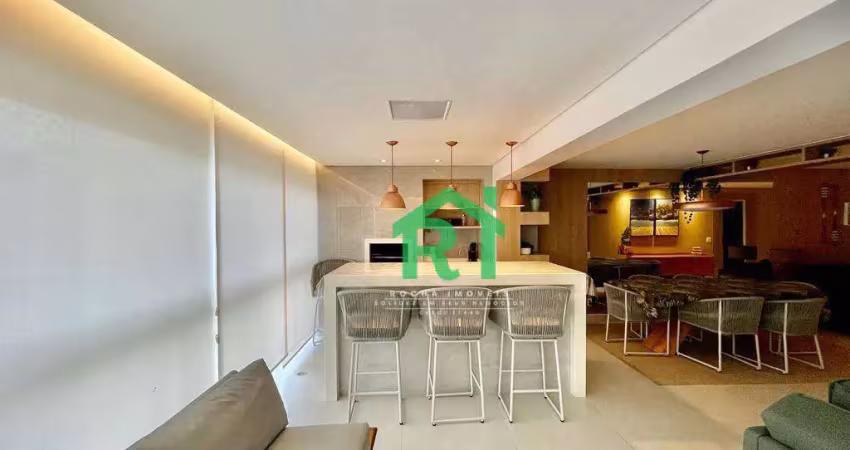 Apartamento com varanda gourmet, 3 dormitórios (1 suíte), 2 vagas, área de lazer, pitangueiras, guarujá/sp