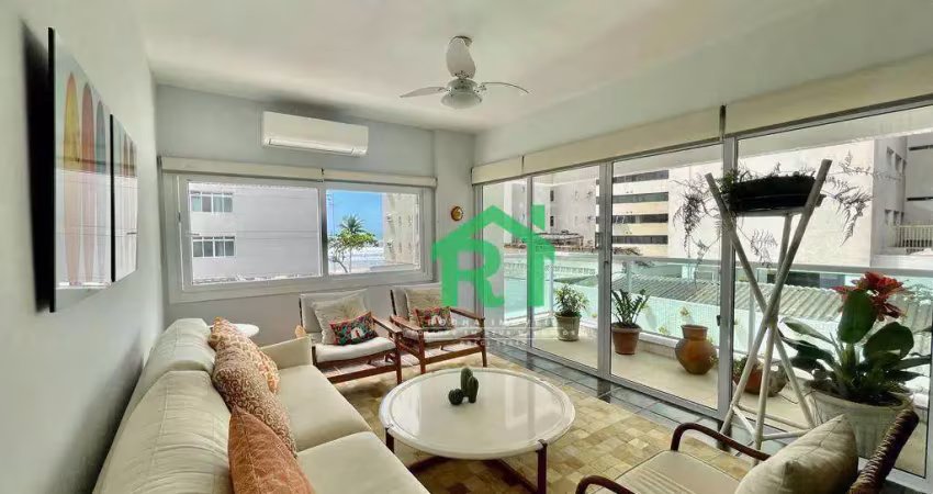 Apartamento beira mar, 3 dormitórios (1 suíte), 2 vagas, área de lazer, jardim astúrias, guarujá/sp