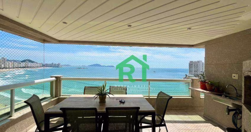 Apartamento frente mar com 4 dormitórios (4 suítes), 2 vagas, lazer, Jardim Astúrias, Guarujá/SP
