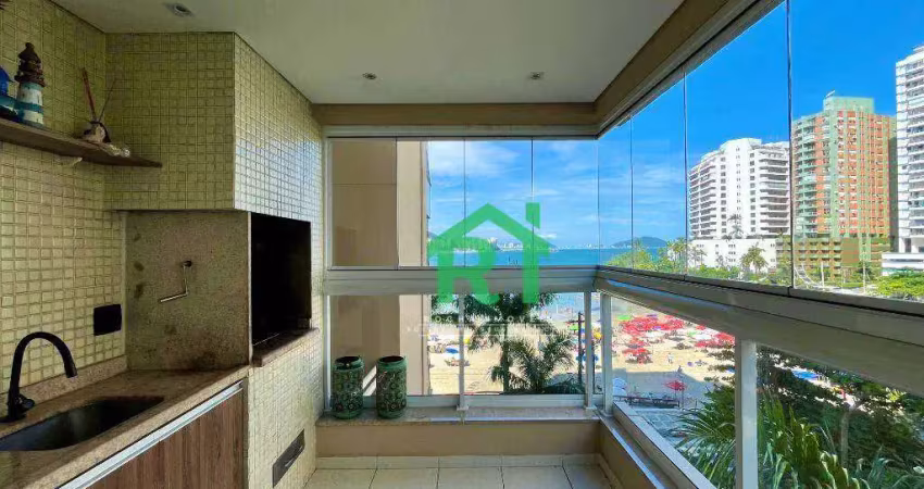 Apartamento frente mar, 3 quartos (1 suíte), 2 vagas, lazer,  praia das astúrias, guarujá.