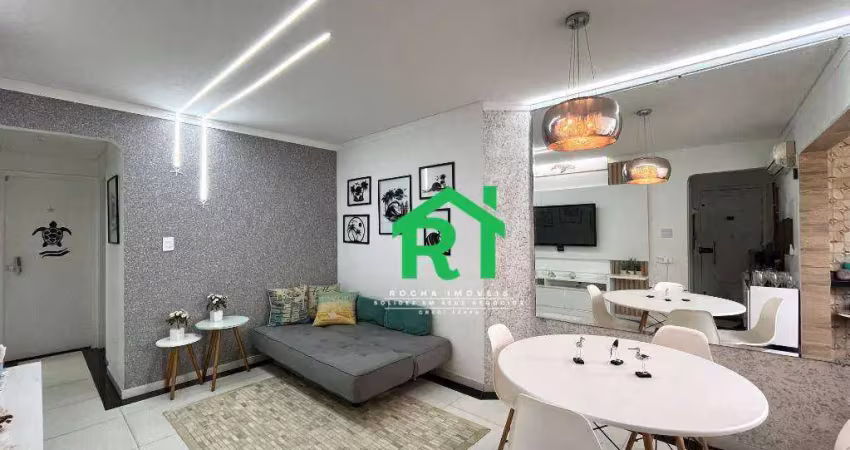 Apartamento com 2 dormitórios (1 suíte), 1 vaga, lazer, jardim astúrias, guarujá/sp