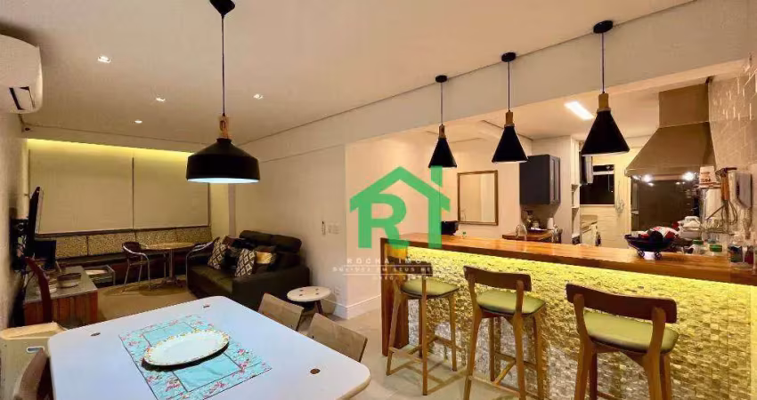 Apartamento reformado, 2 dormitórios (1 suíte), 1 vaga, área de lazer, jardim astúrias, guarujá/sp
