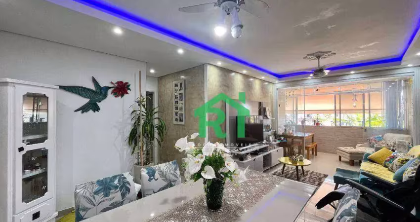 Apartamento reformado, 3 dormitórios (1 suíte), 1 vaga, área de lazer, jardim astúrias, guarujá/sp