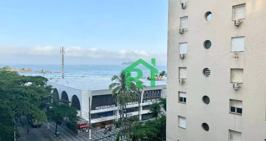Apartamento Vista para o mar, beira mar, 2 dormitórios à venda, 90 m² por R$ 540.000 - Pitangueiras - Guarujá/SP